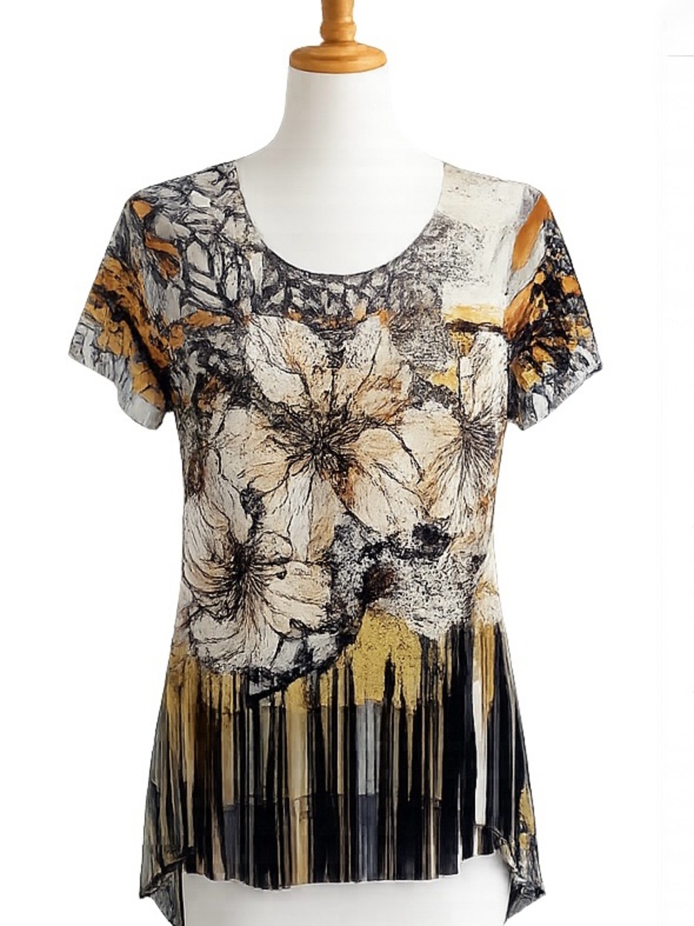 FunSport Floral & Abstract Print Tunic Top Artsy Statement Piece Lightweight Sm
